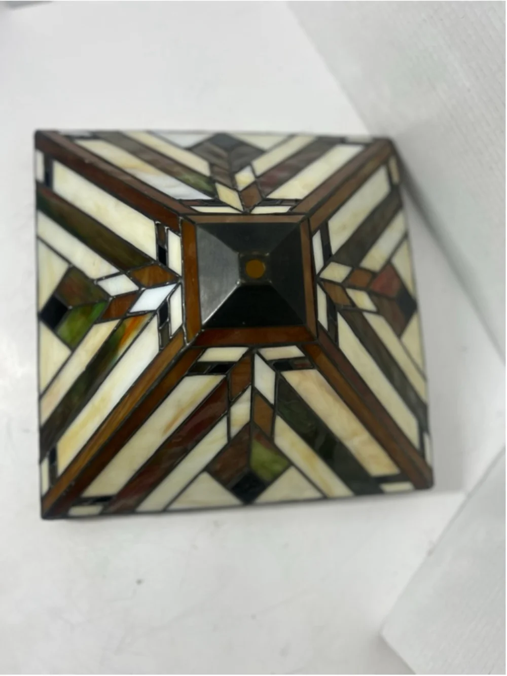 Vintage Slag Glass Mission Style Lamp Shade Stained Retro Square Farmhouse